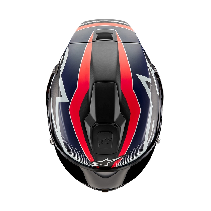 Alpinestars Supertech R-10 Team 2024 carbonio fluo rosso-blu-bianco opaco casco moto integrale