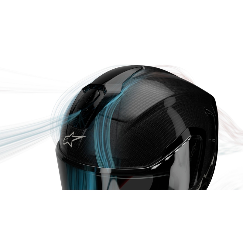 Alpinestars Supertech R-10 Team 2024 carbonio fluo rosso-blu-bianco opaco casco moto integrale