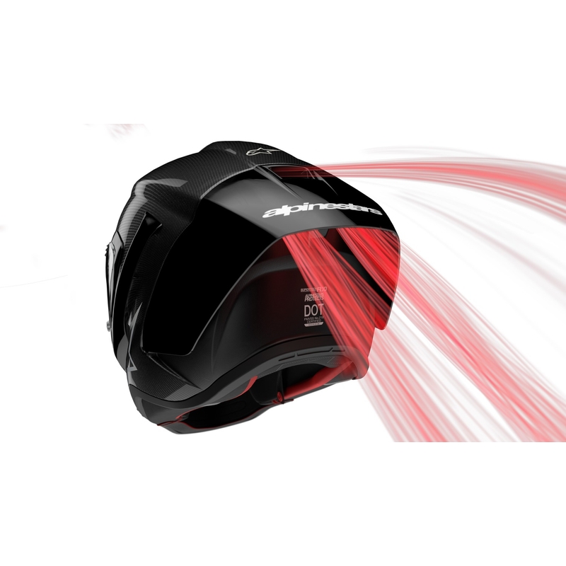 Alpinestars Supertech R-10 Team 2024 carbonio fluo rosso-blu-bianco opaco casco moto integrale