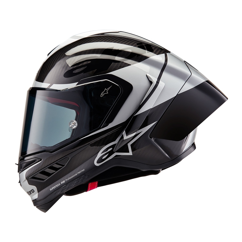 Casco integrale da moto Alpinestars Supertech R-10 Element Carbon argento-nero