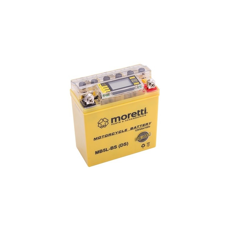Batteria al gel senza manutenzione Moretti MB5L-BS, 12V 5Ah con misuratore di tensione