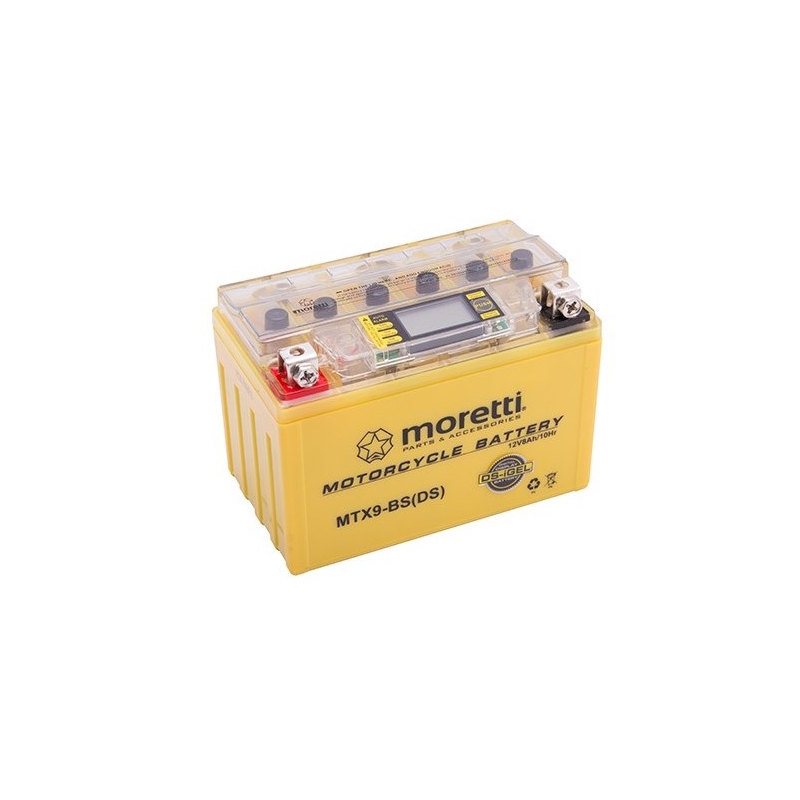 Moretti MTX9-BS batteria al gel senza manutenzione, 12V 8Ah con misuratore di tensione