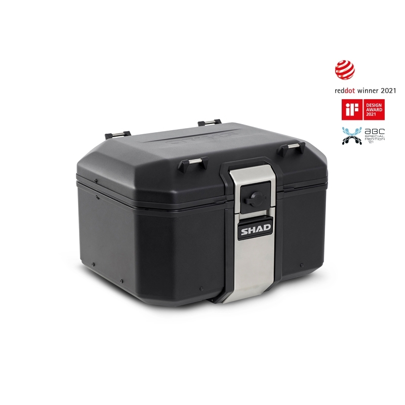 Kompletní sada černých hliníkových kufrů SHAD TERRA BLACK , 48L topcase 47L/47L boční kufry, včetně montážní sady a plotny SHAD DUCATI MULTISTRADA 950 / 1200 / 1260