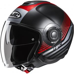 Casco moto aperto HJC i40N Dova MC1SF nero-grigio-rosso