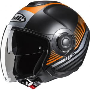 Casco moto aperto HJC i40N Dova MC7SF nero-grigio-arancio