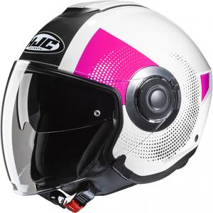 Casco moto aperto HJC i40N Pyle MC8 rosa-nero-bianco