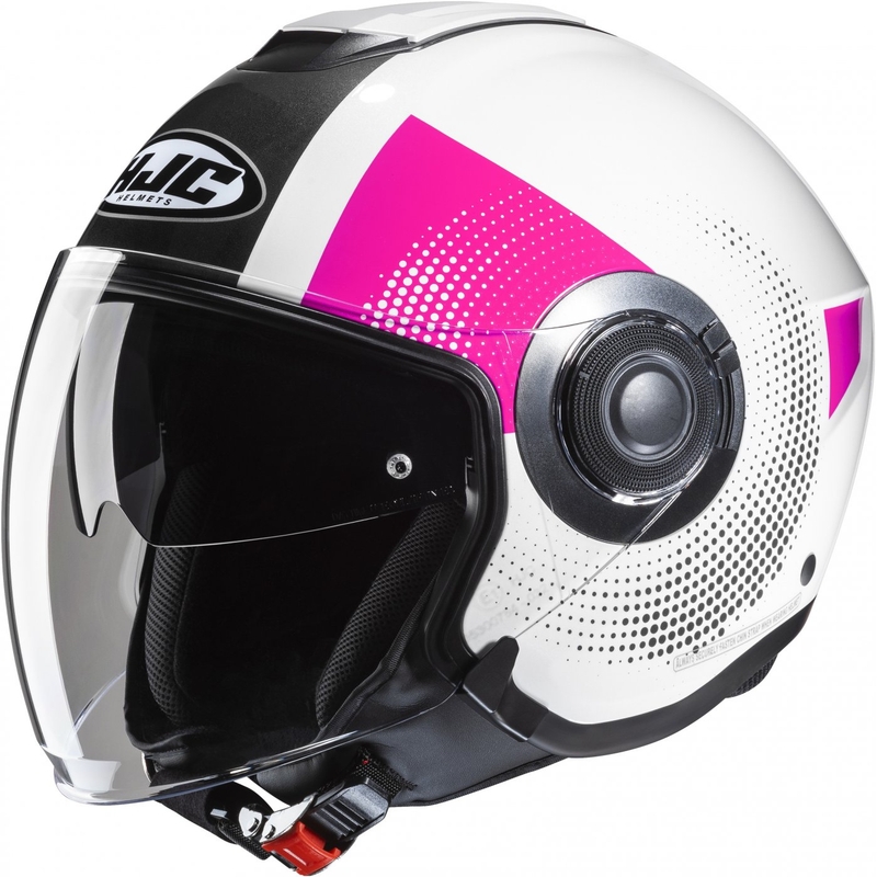 Casco moto aperto HJC i40N Pyle MC8 rosa-nero-bianco