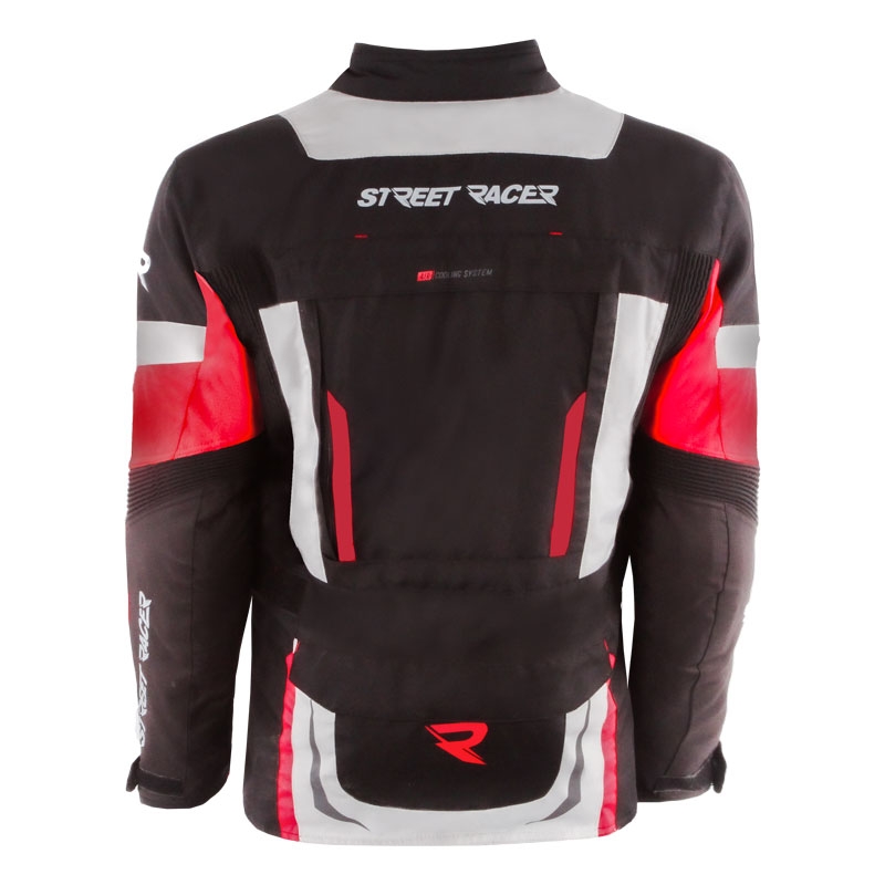 Giacca da moto Street Racer Hilax nero-grigio-rosso