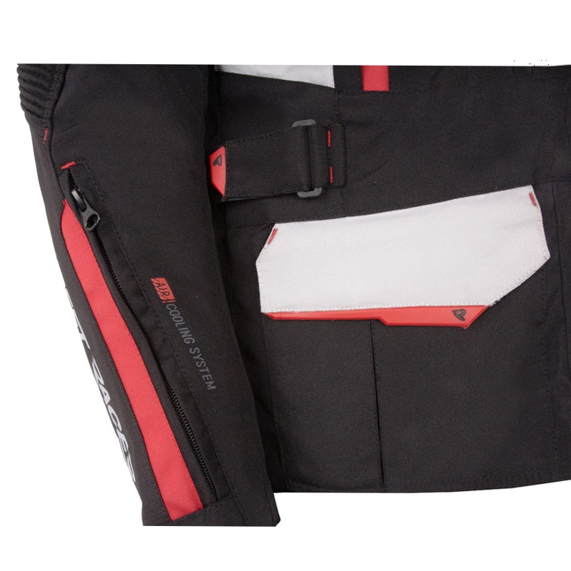 Giacca da moto Street Racer Hilax nero-grigio-rosso