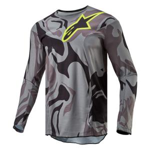 Maglia da motocross Alpinestars Racer Tactical grigio mimetico-giallo fluo-nero