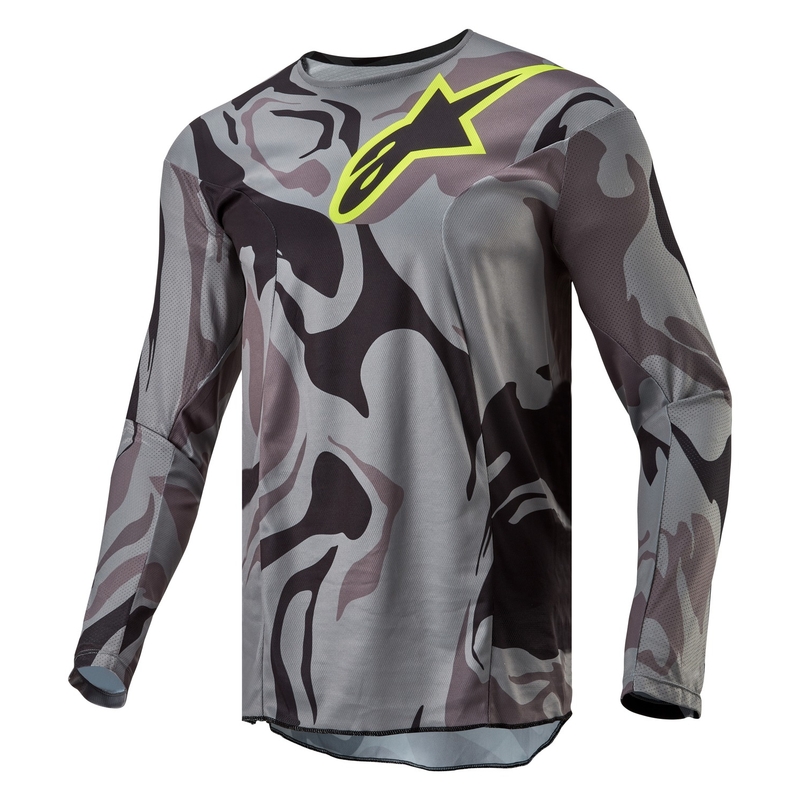 Maglia da motocross Alpinestars Racer Tactical grigio mimetico-giallo fluo-nero