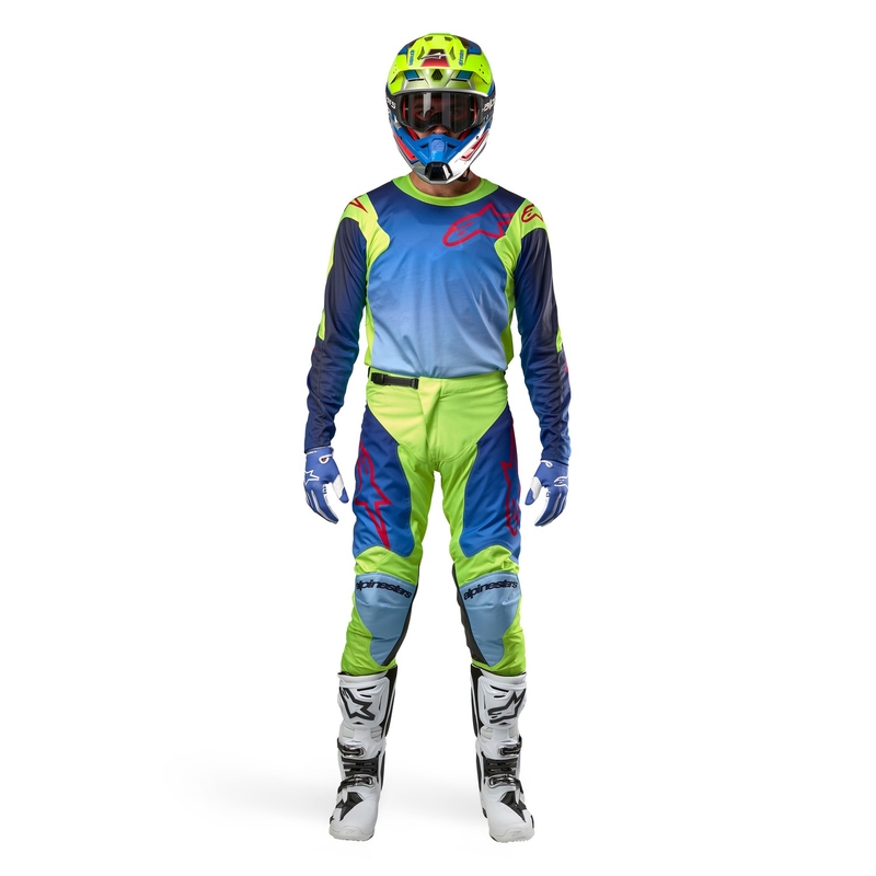 Maglia da motocross Alpinestars Racer Hoen giallo fluo-blu-rosso