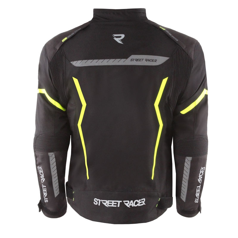 Giacca da moto Street Racer Flex nero-giallo fluo