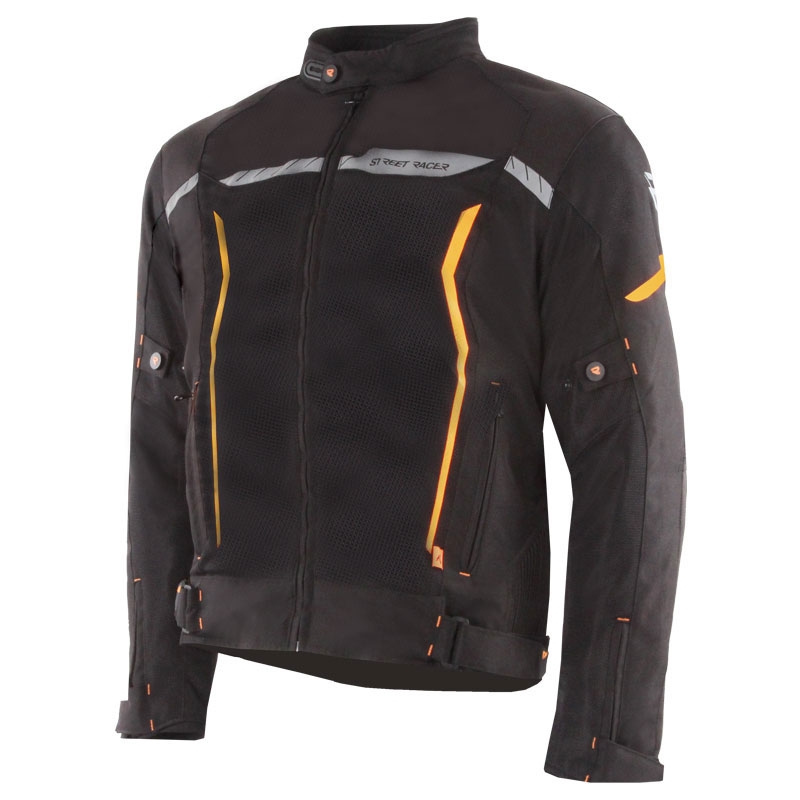 Giacca da moto Street Racer Flex Air nero-arancio