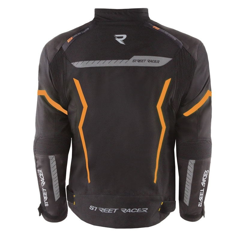 Giacca da moto Street Racer Flex nero-arancio
