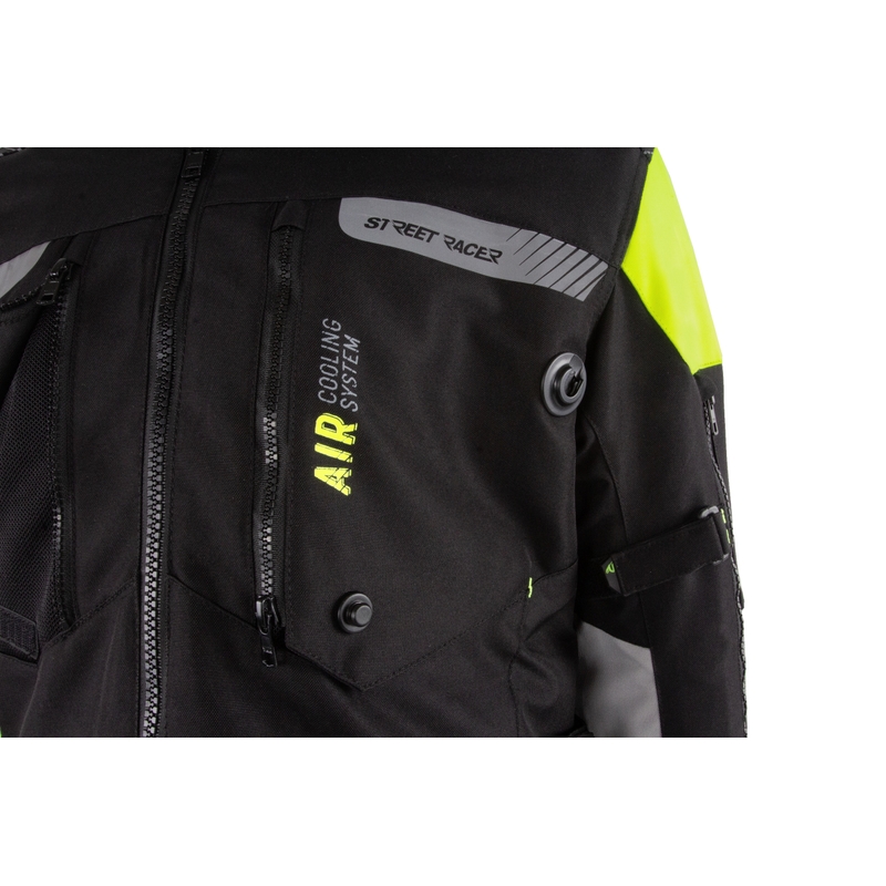Giacca da motociclista Street Racer All Season Nero-Giallo Fluo