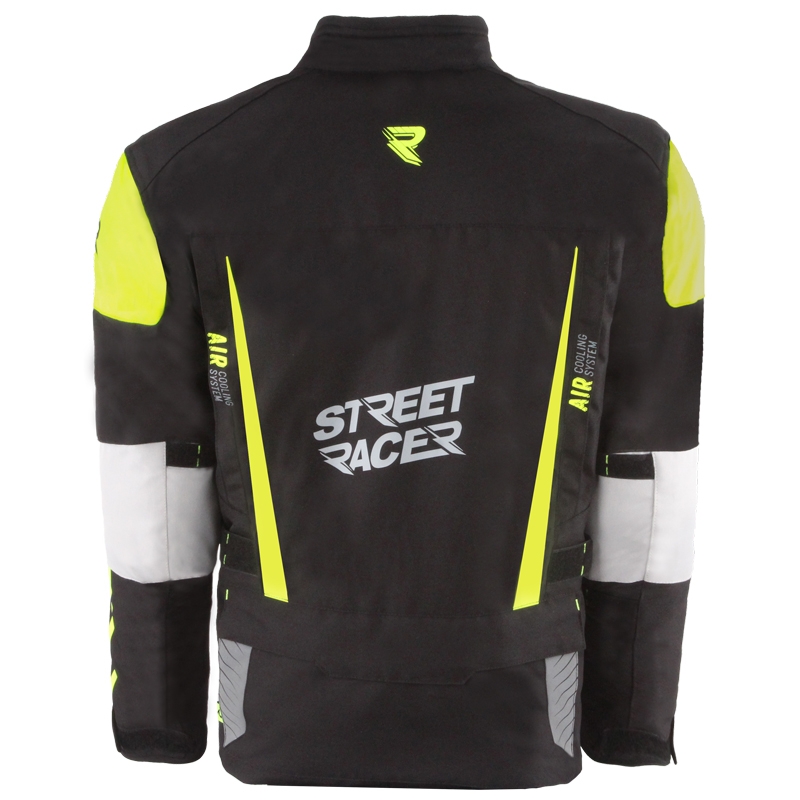 Giacca da motociclista Street Racer All Season Nero-Giallo Fluo