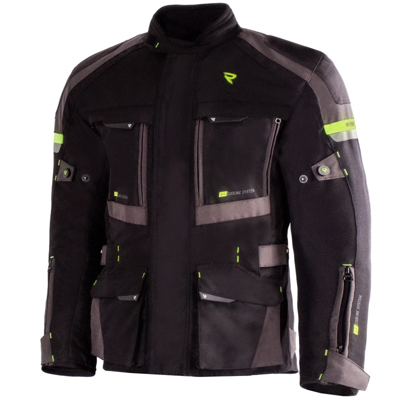 Giacca da moto Street Racer Rocket nero-grigio-giallo fluo