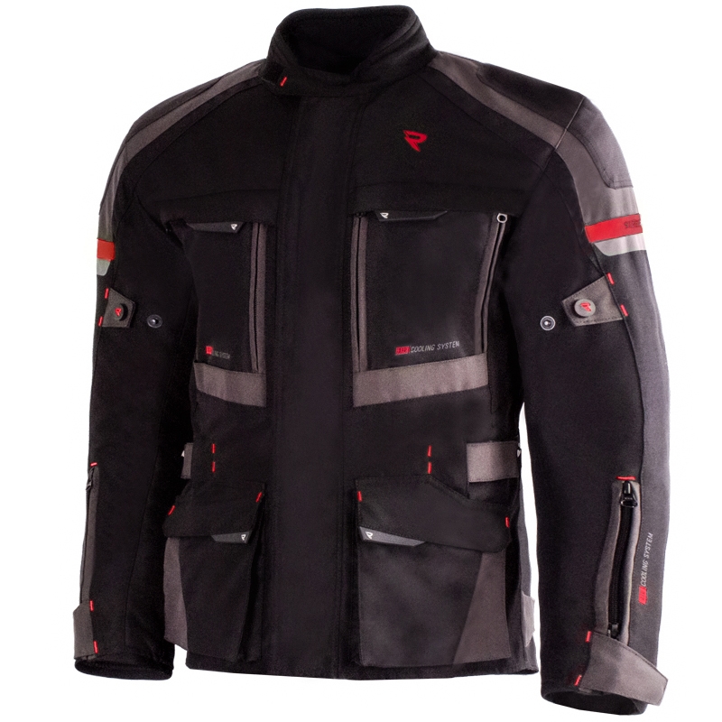 Giacca da moto Street Racer Rocket nero-grigio-rosso