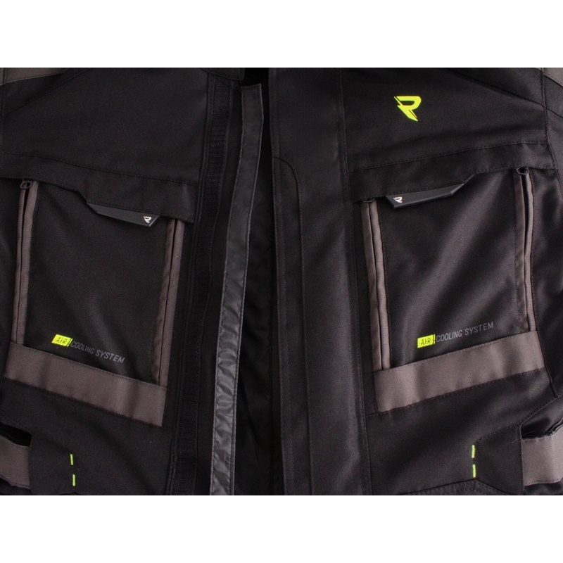 Giacca da moto Street Racer Rocket nero-grigio-giallo fluo