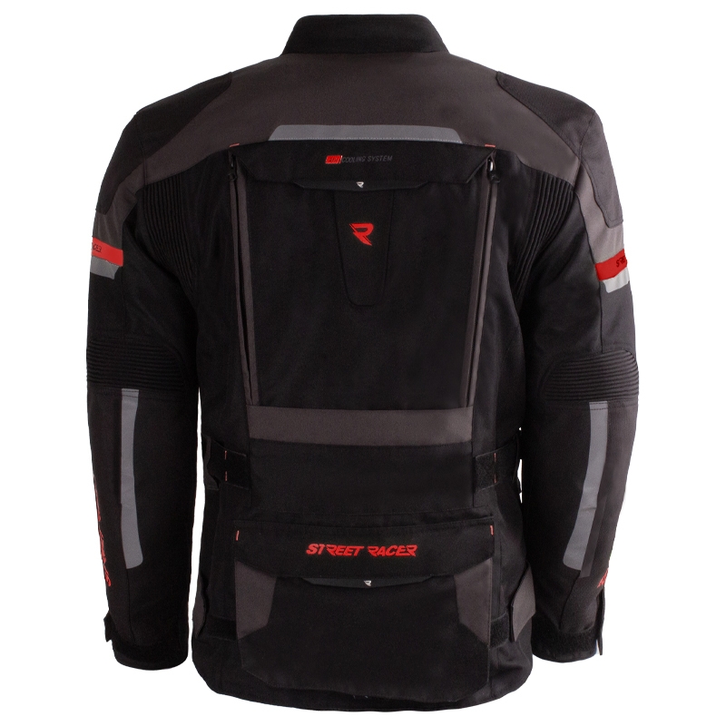 Giacca da moto Street Racer Rocket nero-grigio-rosso