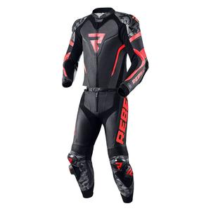 Tuta da motociclista Rebelhorn Rebel fluo rosso-nero