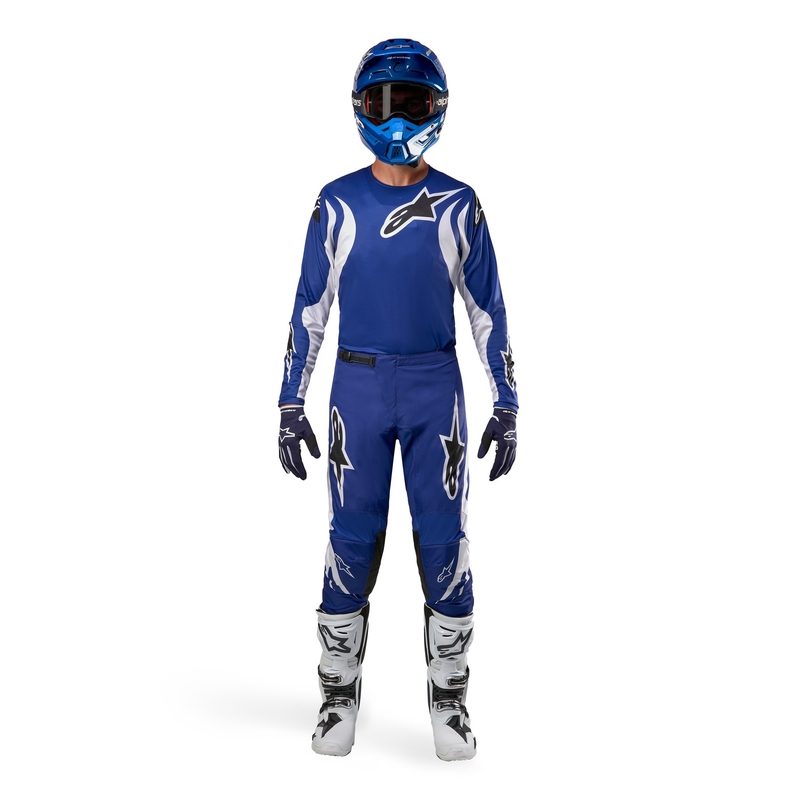 Maglia da motocross Alpinestars Fluid Lucent blu-bianco-nero