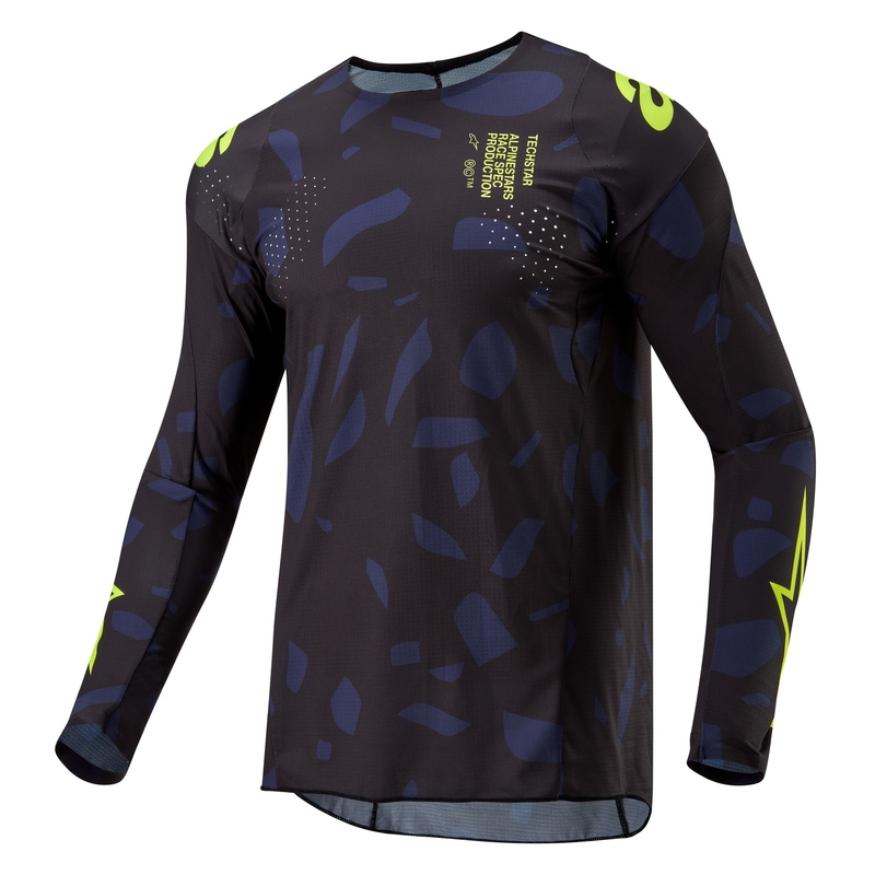 Maglia da motocross Alpinestars Techstar Rantera nera-blu-giallo fluo
