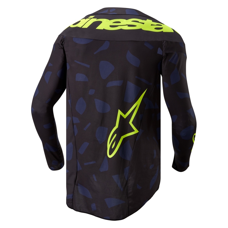 Maglia da motocross Alpinestars Techstar Rantera nera-blu-giallo fluo