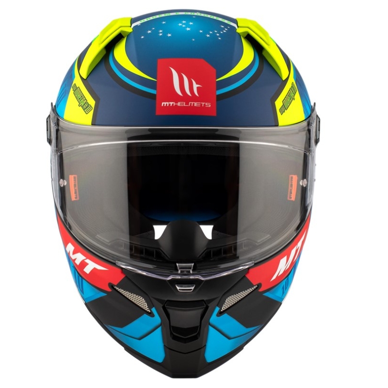 MT Revenge 2 S Moreira A7 casco moto integrale blu-verde
