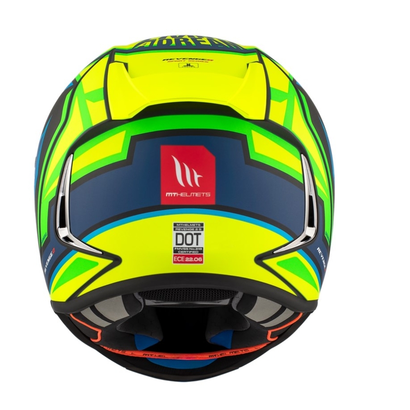 MT Revenge 2 S Moreira A7 casco moto integrale blu-verde