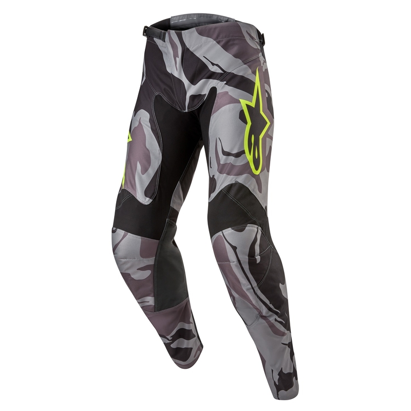 Pantaloni da motocross Alpinestars Racer Tactical grigio mimetico-giallo fluo-nero