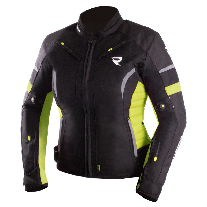 Giacca moto donna Street Racer Betty II nero-giallo fluo