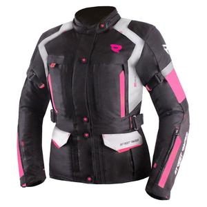 Giacca da moto da donna Street Racer Hilax nero-grigio-rosa