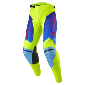 Pantaloni da motocross Alpinestars Racer Hoen giallo fluo-blu-rosso