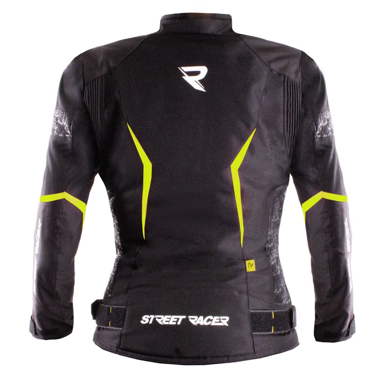 Giacca moto donna Street Racer Rose Nero-Giallo Fluo
