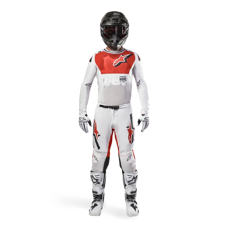 Pantaloni da motocross Alpinestars Supertech Ward bianco-arancio