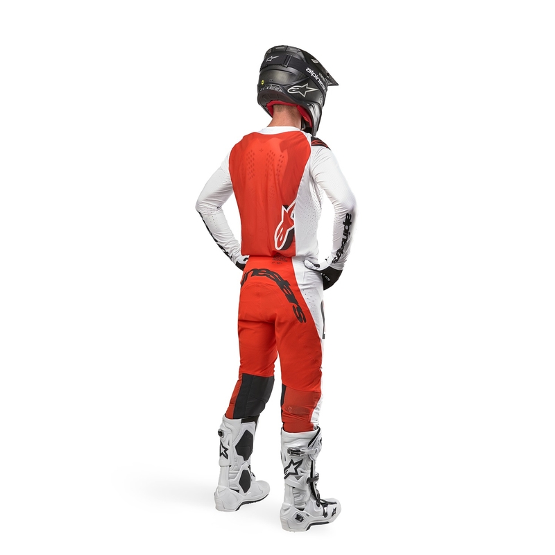 Pantaloni da motocross Alpinestars Supertech Ward bianco-arancio