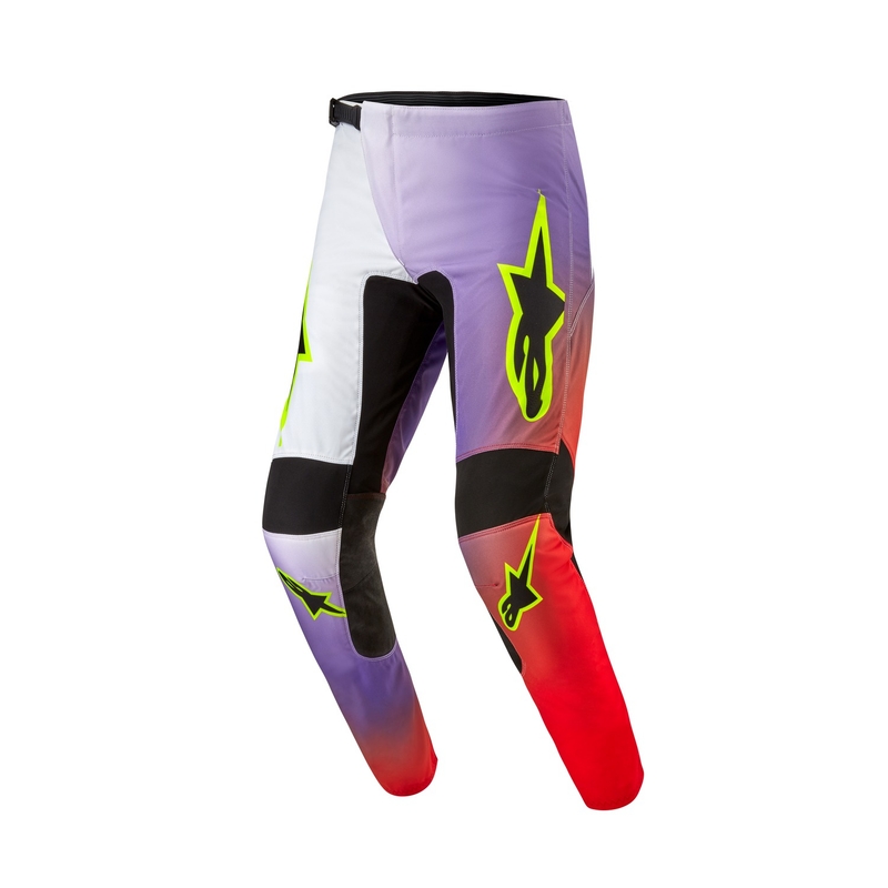 Motokrosové kalhoty Alpinestars Fluid Lucent 2024  bílo-fialovo-červeno-žluto fluo-černé