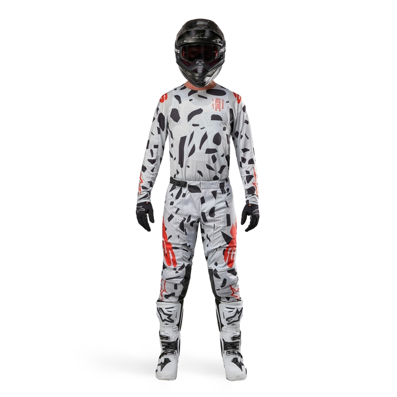 Pantaloni da motocross Alpinestars Techstar Rantera grigio-arancione-nero