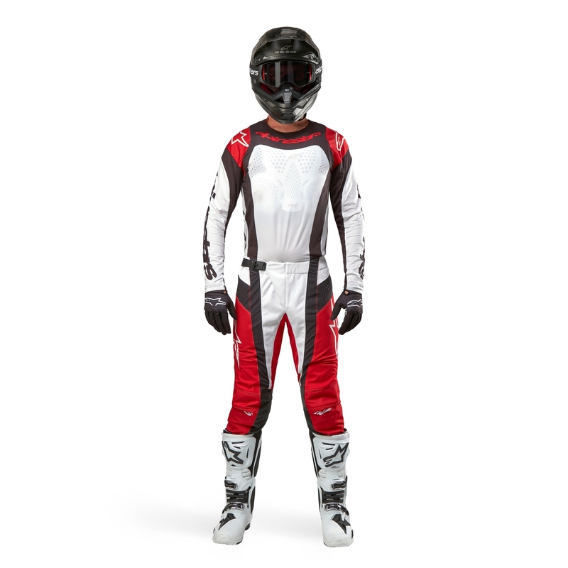 Pantaloni da motocross Alpinestars Techstar Ocuri rosso-bianco-nero