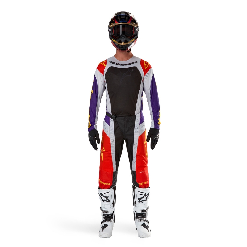 Pantaloni da motocross Alpinestars Techstar Ocuri arancioni-grigi-viola-gialli Saldi