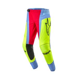 Pantaloni da motocross Alpinestars Techstar Ocuri azzurro-giallo fluo-rosso