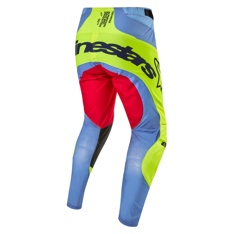 Pantaloni da motocross Alpinestars Techstar Ocuri azzurro-giallo fluo-rosso