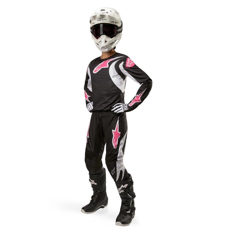 Pantaloni da motocross da donna Alpinestars Stella Fluid neri-bianchi