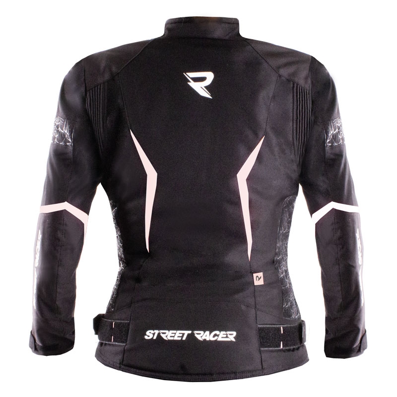 Giacca moto donna Street Racer Rose Nero e Bianco