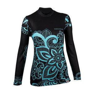 T-shirt termica da donna nanosilver® Fiore turchese - manica lunga
