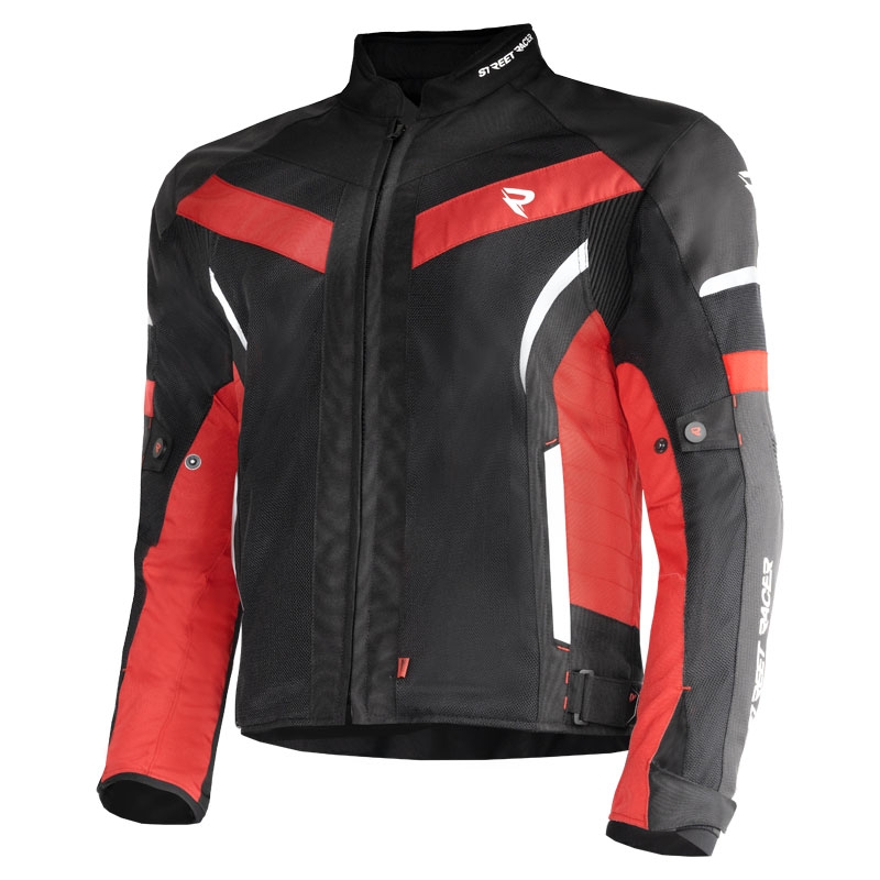 Giacca da moto Street Racer Evans Air nera e rossa