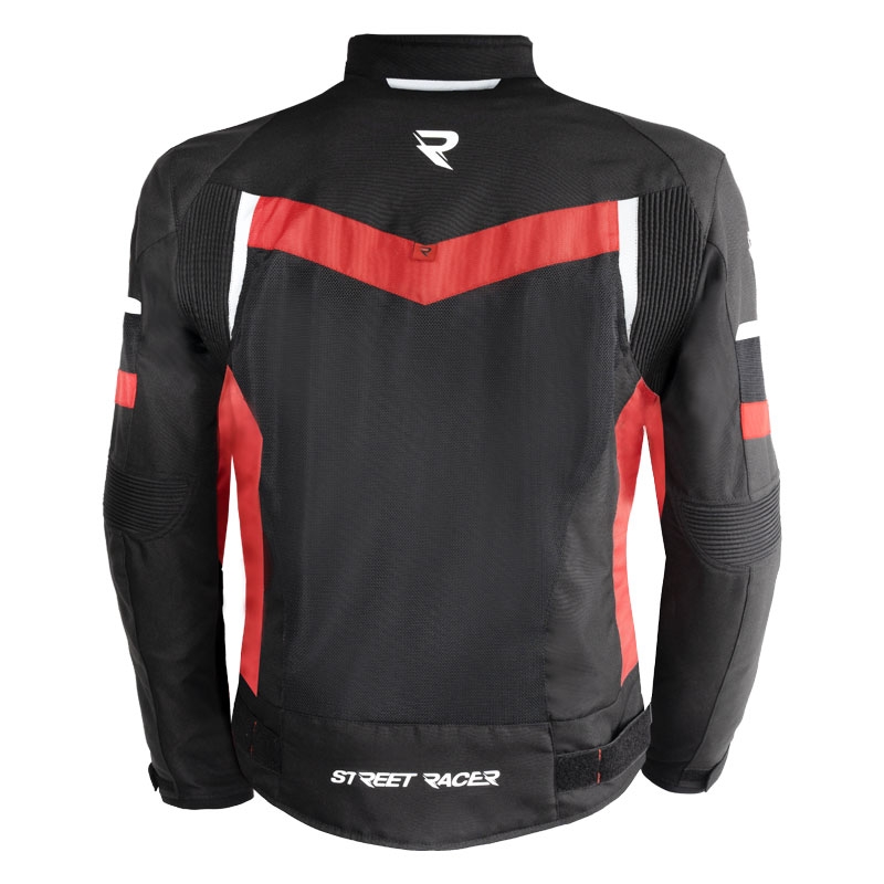 Giacca da moto Street Racer Evans Air nera e rossa