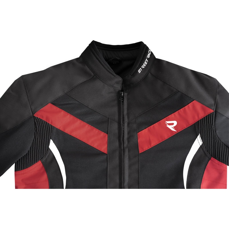 Giacca da moto Street Racer Evans Air nera e rossa